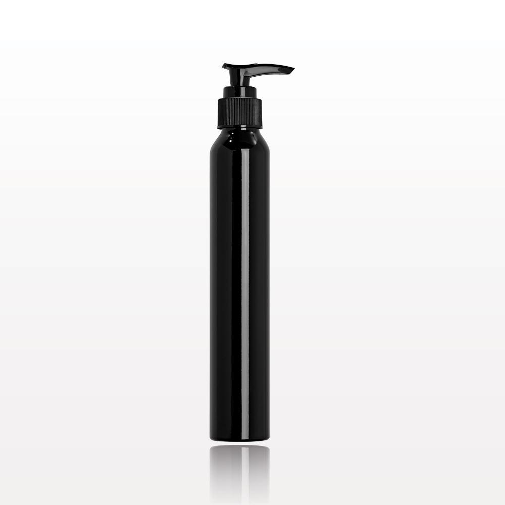 Slim Black Aluminum Bottle with Black Lotion Pump