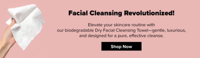 Facial Cleansing Revolutionized! Elevate your skincare routine with our biodegradable Dry Facial Cleansing Towel—gentle, luxurious, and designed for a pure, effective cleanse.