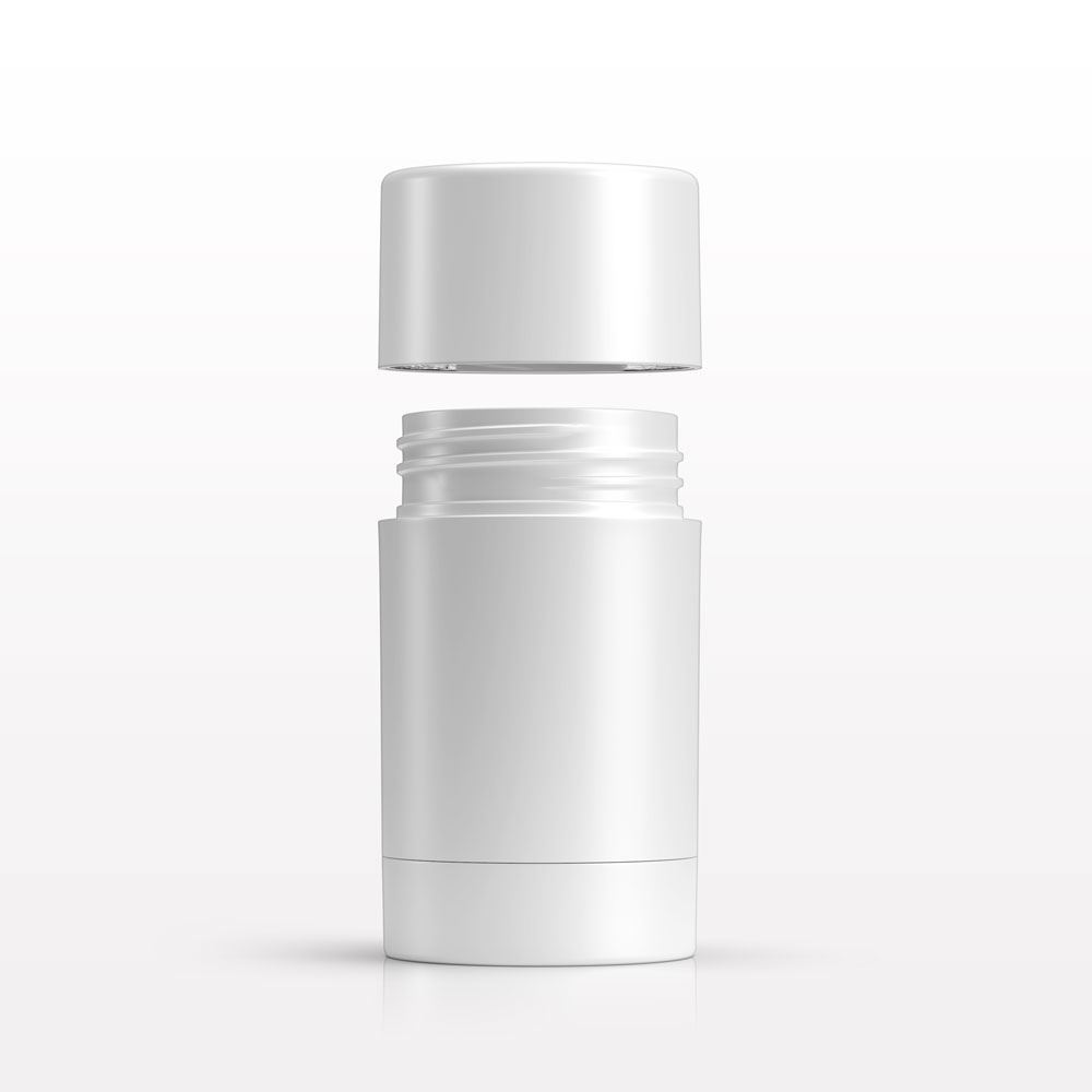 Child Resistant Deodorant Container and Cap, White