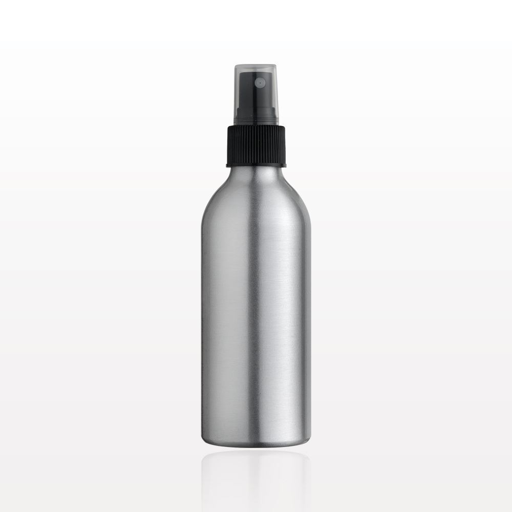 Aluminum Bottle and Black Sprayer with Clear Overcap
