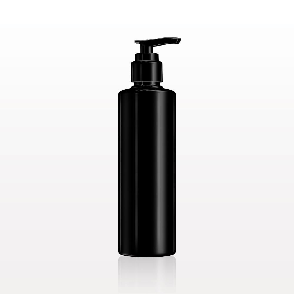 Cylinder Bottle, Black with Lotion Pump