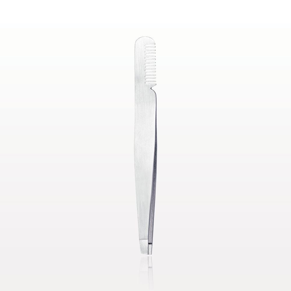 Slanted Tweezer with Comb, Silver