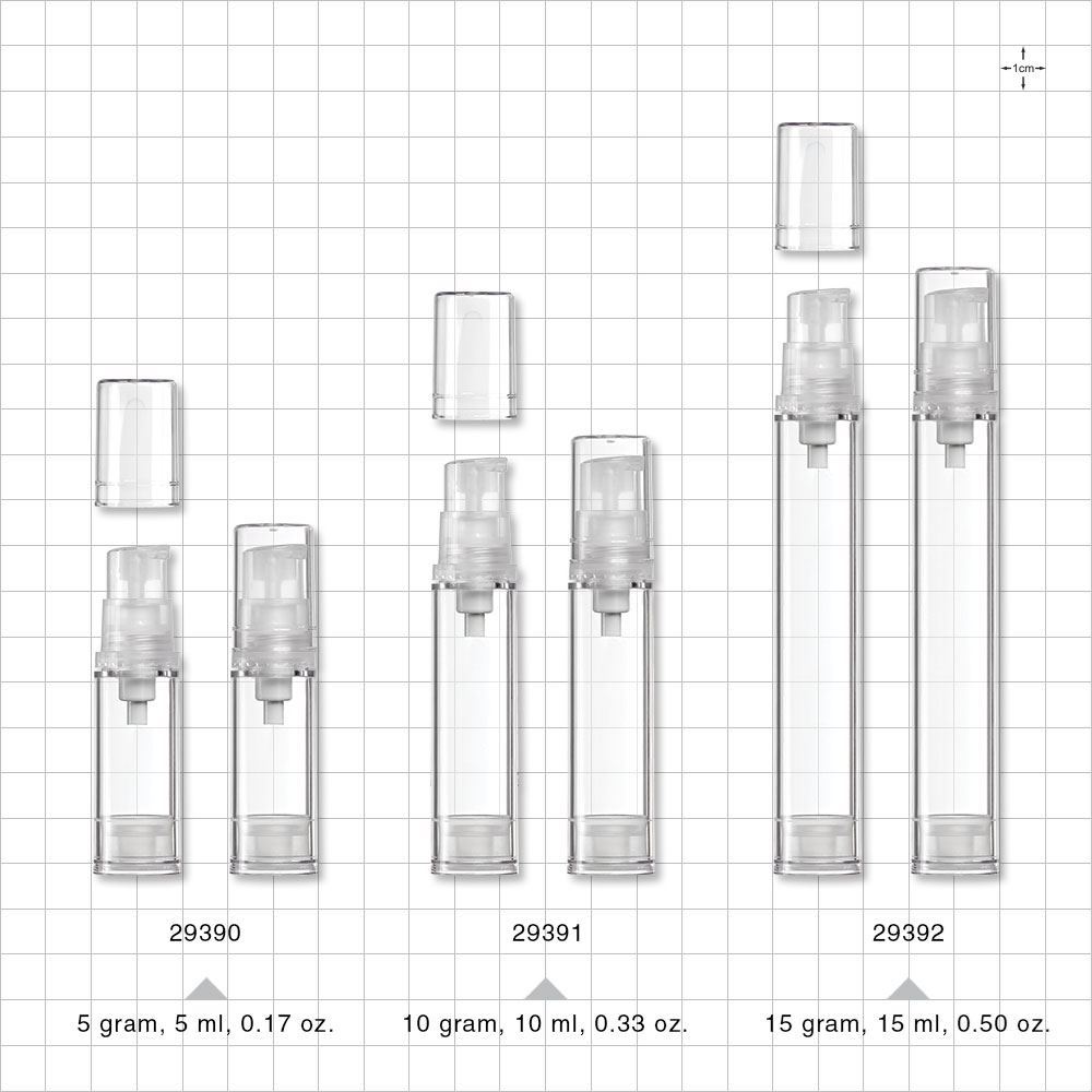 Airless Bottle with Pump and Cap, Clear