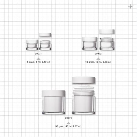 Double Walled Jar, Clear with Cap and Insert, White