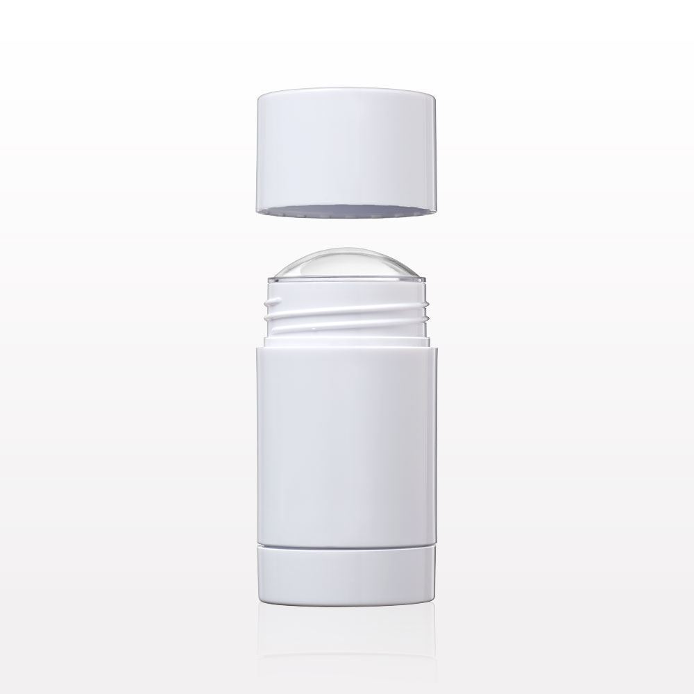 Round Twist-Up Deodorant Container and Cap, White