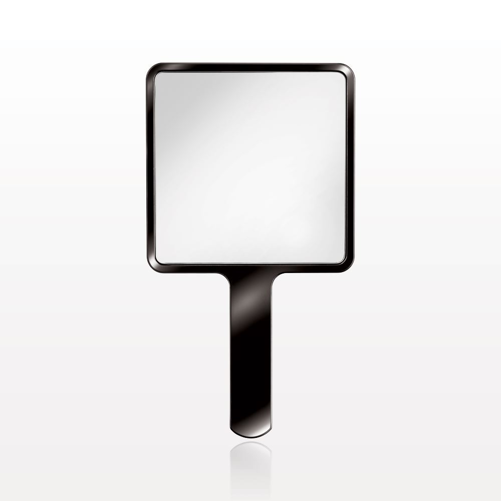 Small Hand Held Mirror, Shiny Black