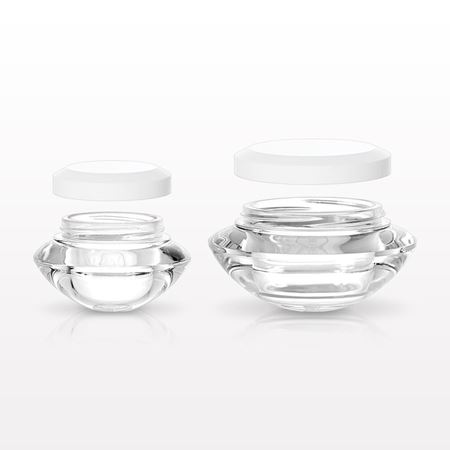 Thick Wall Jar, Clear with Threaded Cap, White