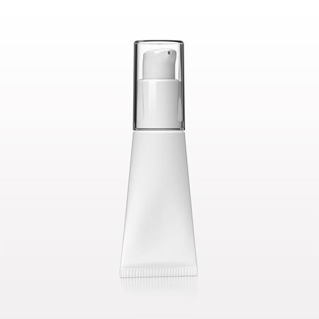 Open-Ended Tube with Airless Lotion Pump, White and Overcap, Clear