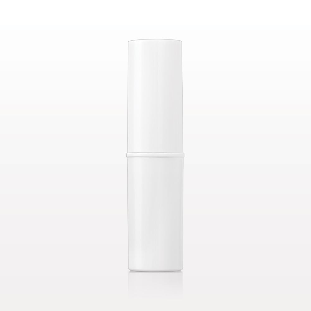 Round Twist-Up Makeup Stick Container and Cap, White