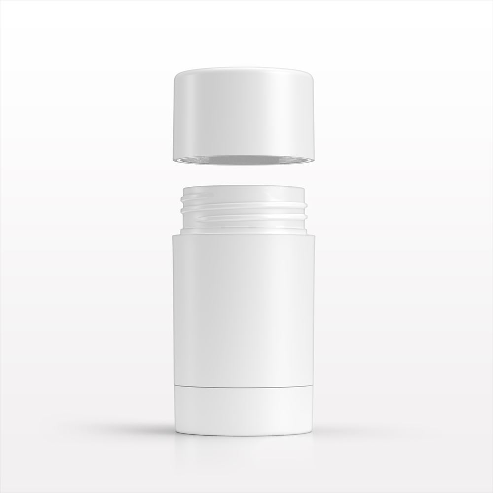 PCR Round Twist-Up Deodorant Container and Cap, White