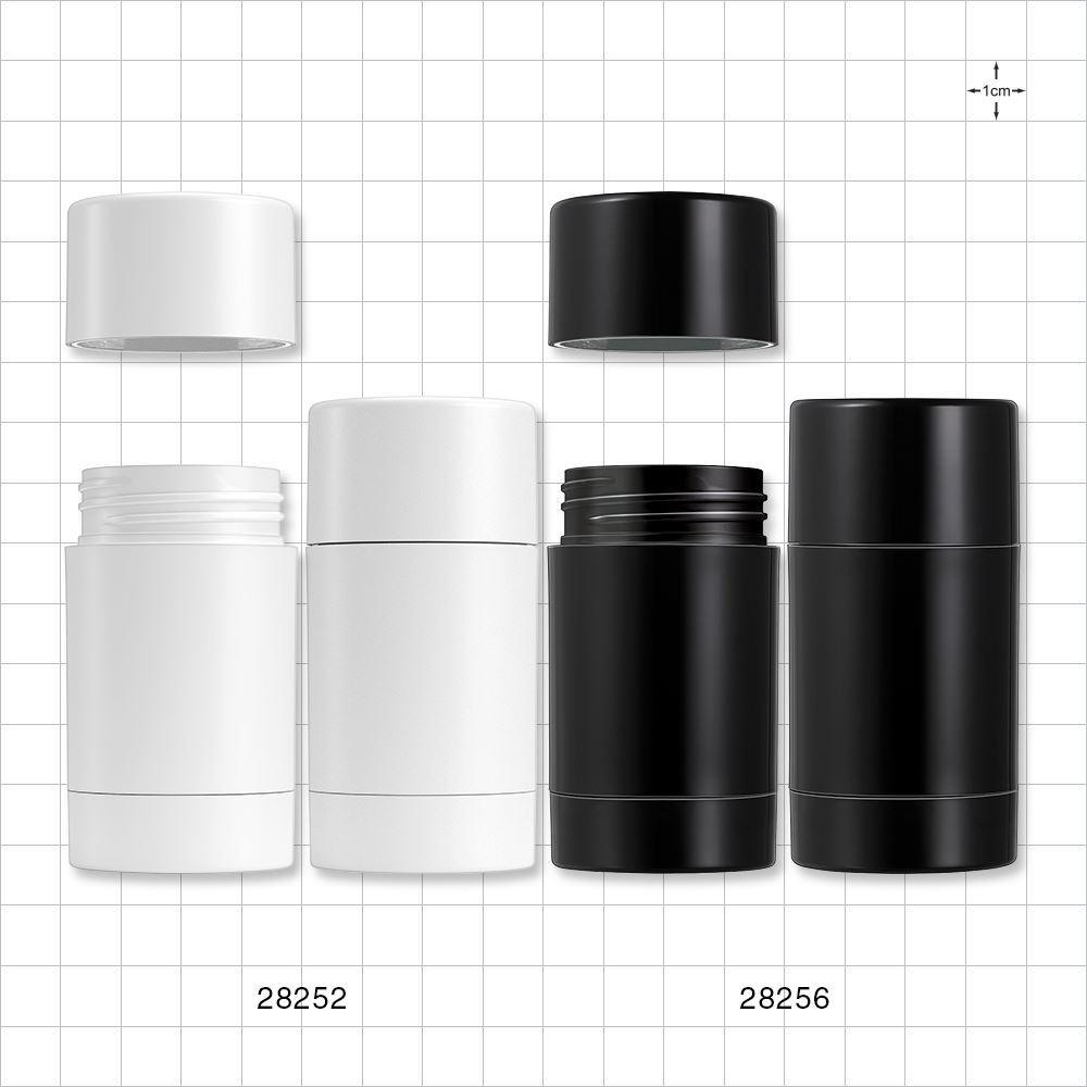 PCR Round Twist-Up Deodorant Container and Cap, White